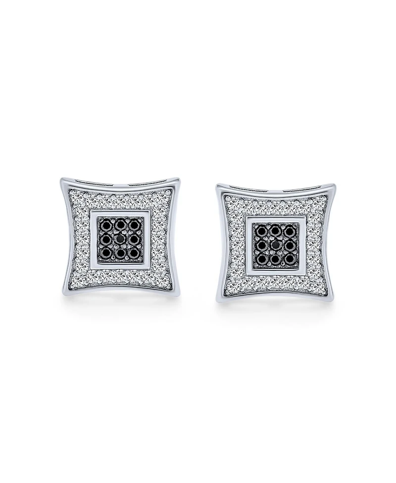 Bling Jewelry 10MM Square Black & White Cz Stud Earrings in Sterling Silver