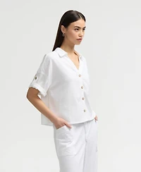 Nvlt Women s Button Front Cropped Shirt
