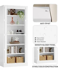 Tribesigns Tall White Bookcase, 6-Tier Modern Wood Bookshelf, 73 Inch Freestanding Display Storage Shelves for Living Room, Home Office, Bedroom