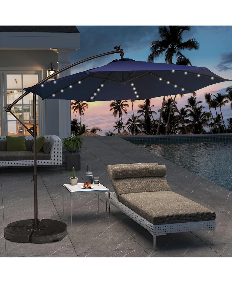 Mondawe 11ft Cantilever/Offset Hanging Patio Umbrella with Solar Light Included