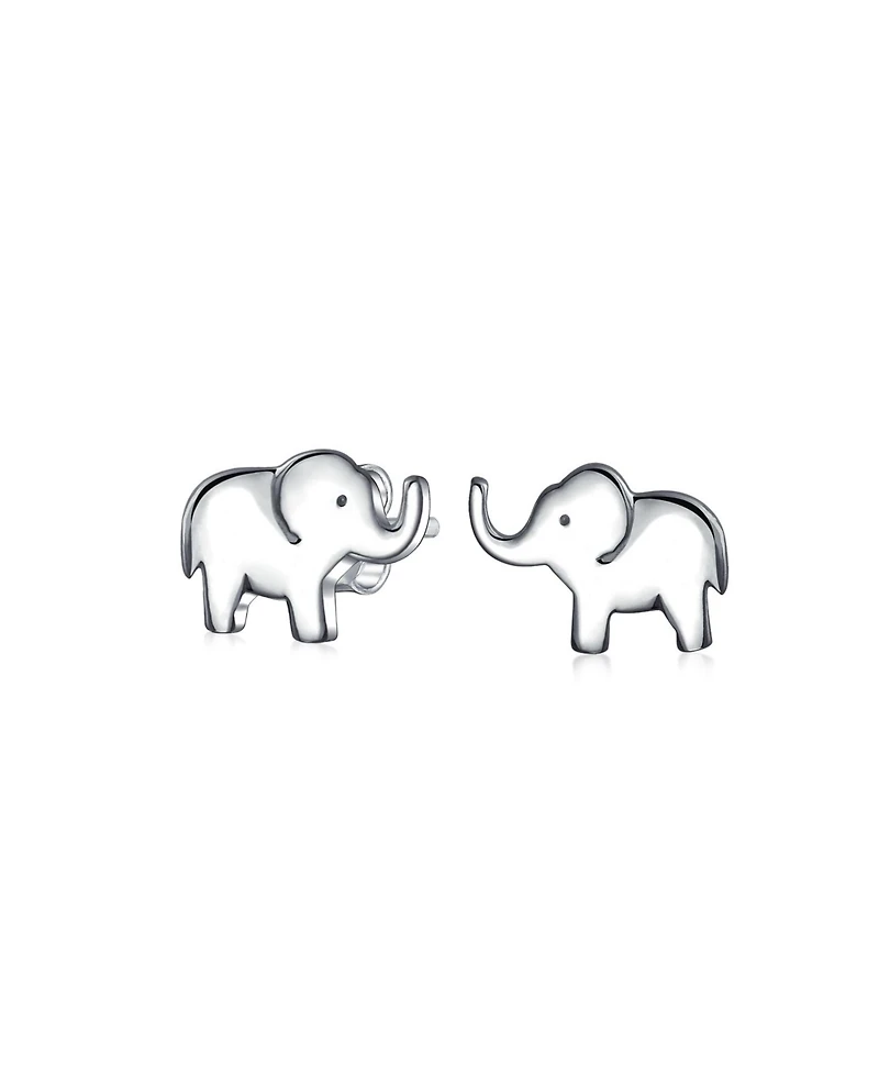 Bling Jewelry Wise Elephant Stud Earrings in Sterling Silver for Zoo Animal Lovers