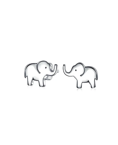 Bling Jewelry Wise Elephant Stud Earrings in Sterling Silver for Zoo Animal Lovers