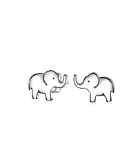 Bling Jewelry Wise Elephant Stud Earrings in Sterling Silver for Zoo Animal Lovers