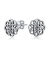 Bling Jewelry Small Floral Medallion Shield Celtic Knot Disc Stud Earrings Sterling Silver