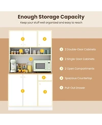 Pantry Cabinet with Built-in Outlets for Convenient Dining Room Storage