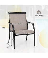 Gymax Set of 2 Patio Dining Chairs Outdoor Armchairs w/ Sturdy Metal Frame