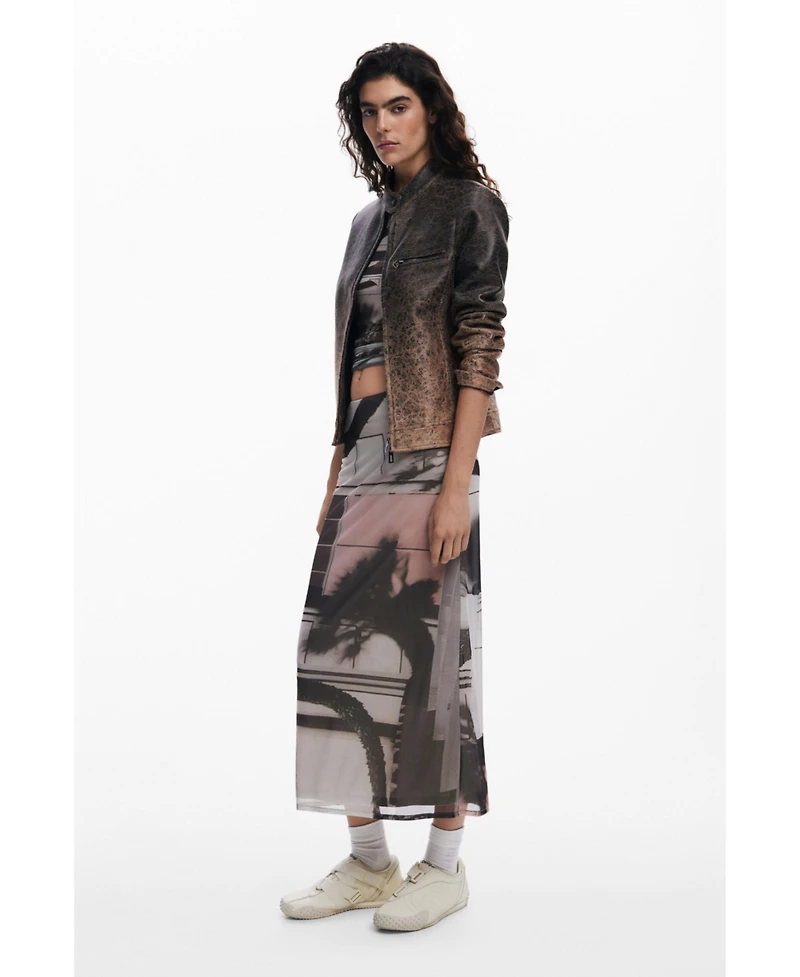 Desigual Women's Gradient faux leather biker jacket