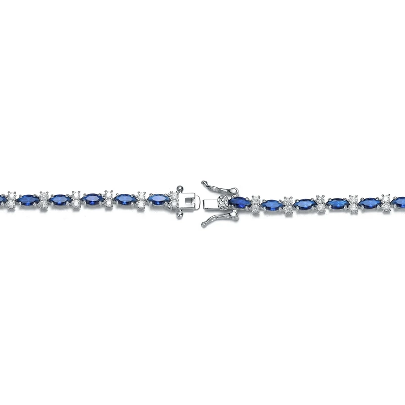 White Gold Plated with Colored Cubic Zirconia Tennis Bracelet