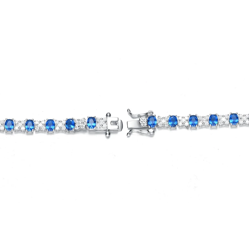 White Gold Plated with Colored Cubic Zirconia Tennis Bracelet
