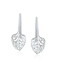 Bling Jewelry Delicate Filigree Leaf Dangle Earrings in Sterling Silver Nature-Inspired Jewelry