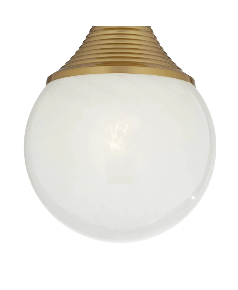Possini Euro Design Jaime 7 3/4" Mid Century Modern Semi Flush-Mount Ceiling Light Fixture Kitchen Foyer Globe Warm Brass Finish