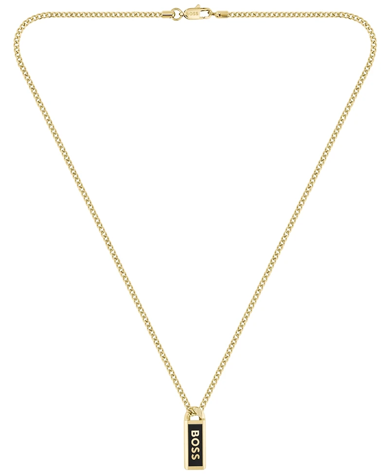 Hugo Boss Men's Kassy Emblem Ionic Gold-Plated Pendant Necklace