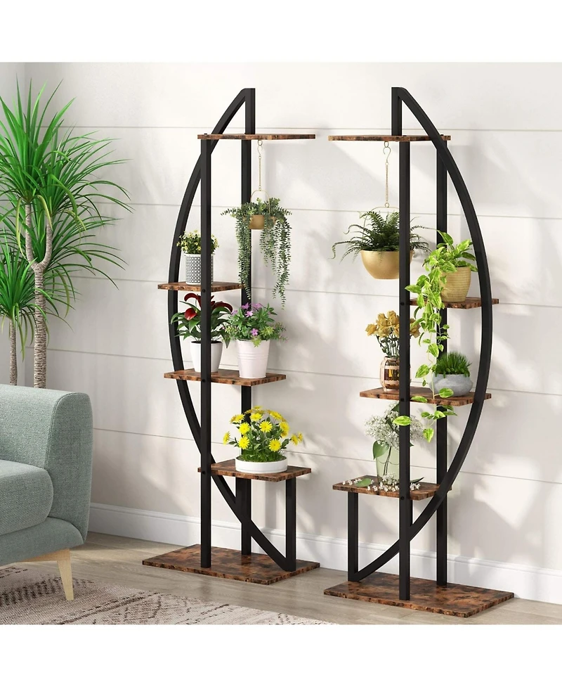 Tribesigns 5-Tier Plant Stand Pack of 2, Multi-Purpose Curved Display Shelf Bonsai Flower Plant Stand Rack for Indoor Garden, Balcony