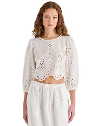 Steve Madden Women's Meera Cotton Crewneck Eyelet Top