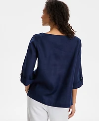 Charter Club Women's 100% Linen D-Ring Top