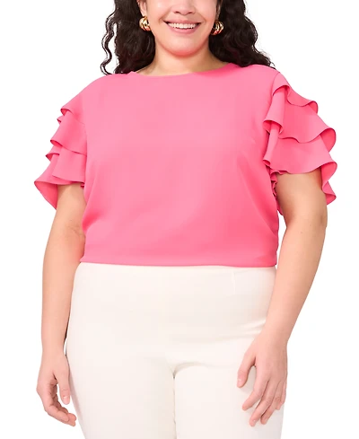 Vince Camuto Plus Size Tiered Ruffle-Sleeve Blouse