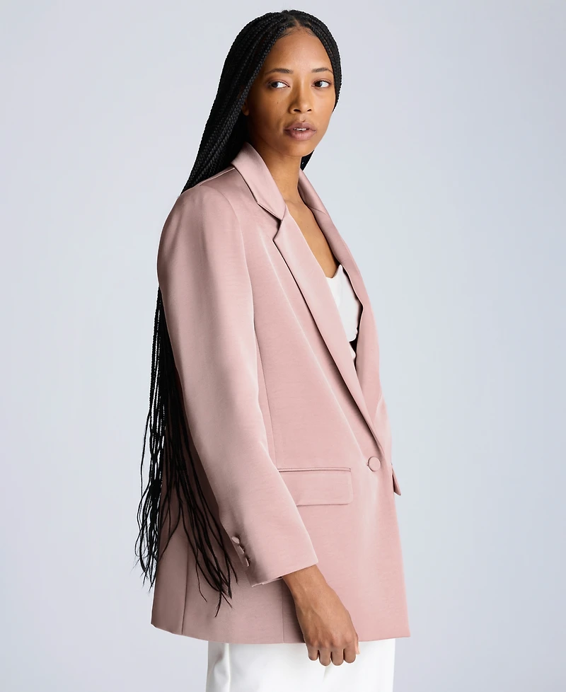 Kenneth Cole Women's Satin-Twill One-Button Notch-Collar Jacket