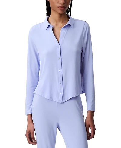 Calvin Klein Women's Collared Button-Front Sleep Shirt QS7475