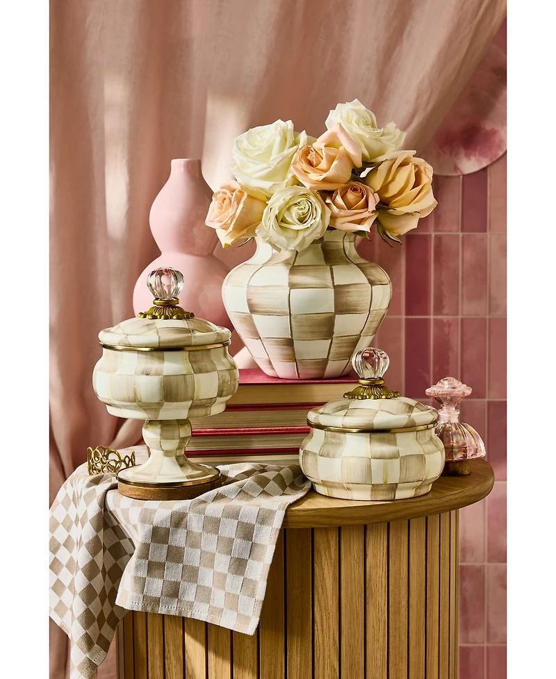 Mackenzie-Childs Mocha Check Curiosity Pot