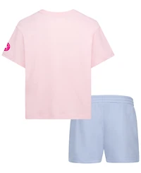 Converse Big Girls 2-Piece Boyfriend Short Sleeve T-Shirt and Shorts Set