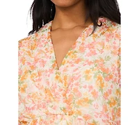 Msk Women's Printed V-Neck Dolman-Sleeve Tiered Dress