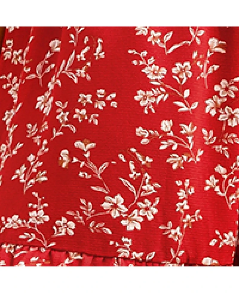 Cupshe Women's Crimson Petals Floral Mini Beach Dress