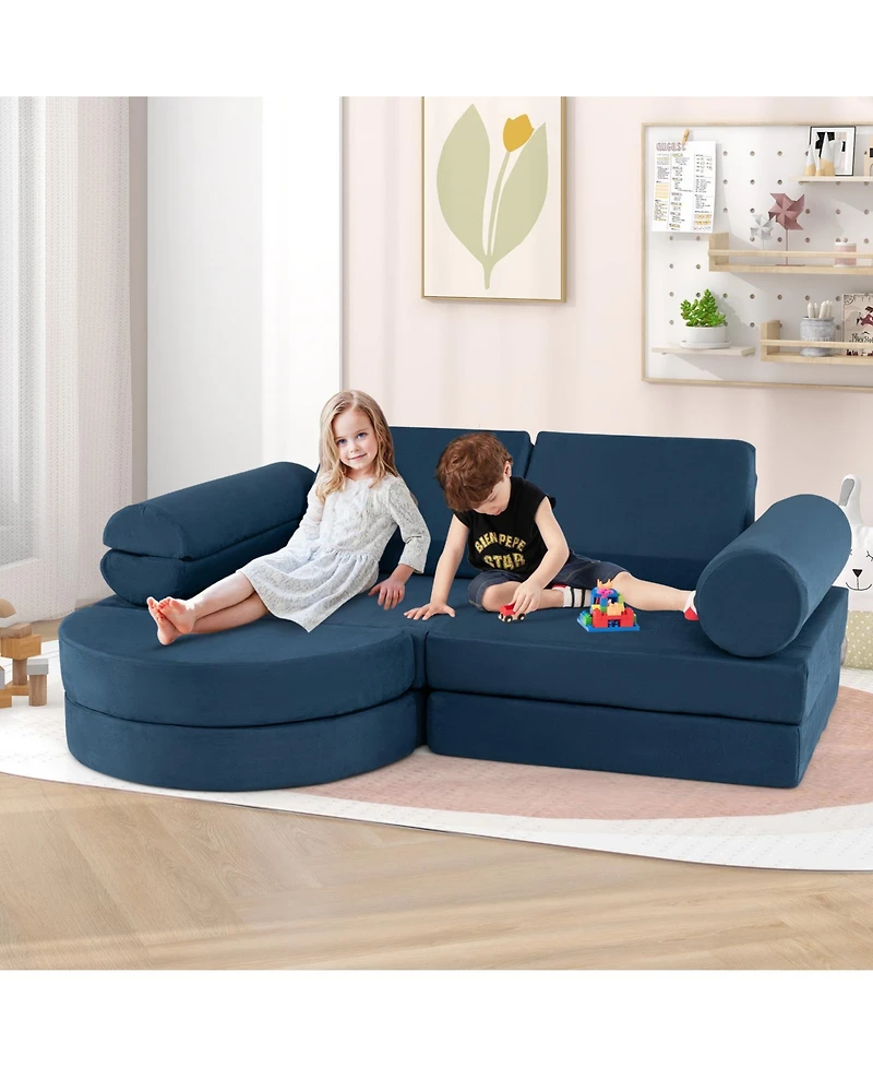 13-Piece Convertible Modular Kids Play Couch for Nursery, Playroom, and Bedroom Versatile Seating Toddlers