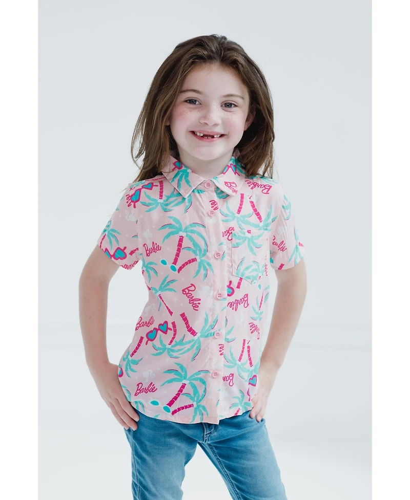 Barbie Girls Hawaiian Button Down Dress Shirt