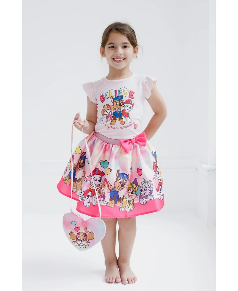 Paw Patrol Little Girls Tank Top Skirt and Bag 3 Piece Outfit Set