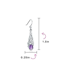 Bling Jewelry Blue Topaz Amethyst Moonstone Celtic Knot Dangle Earrings in Sterling Silver