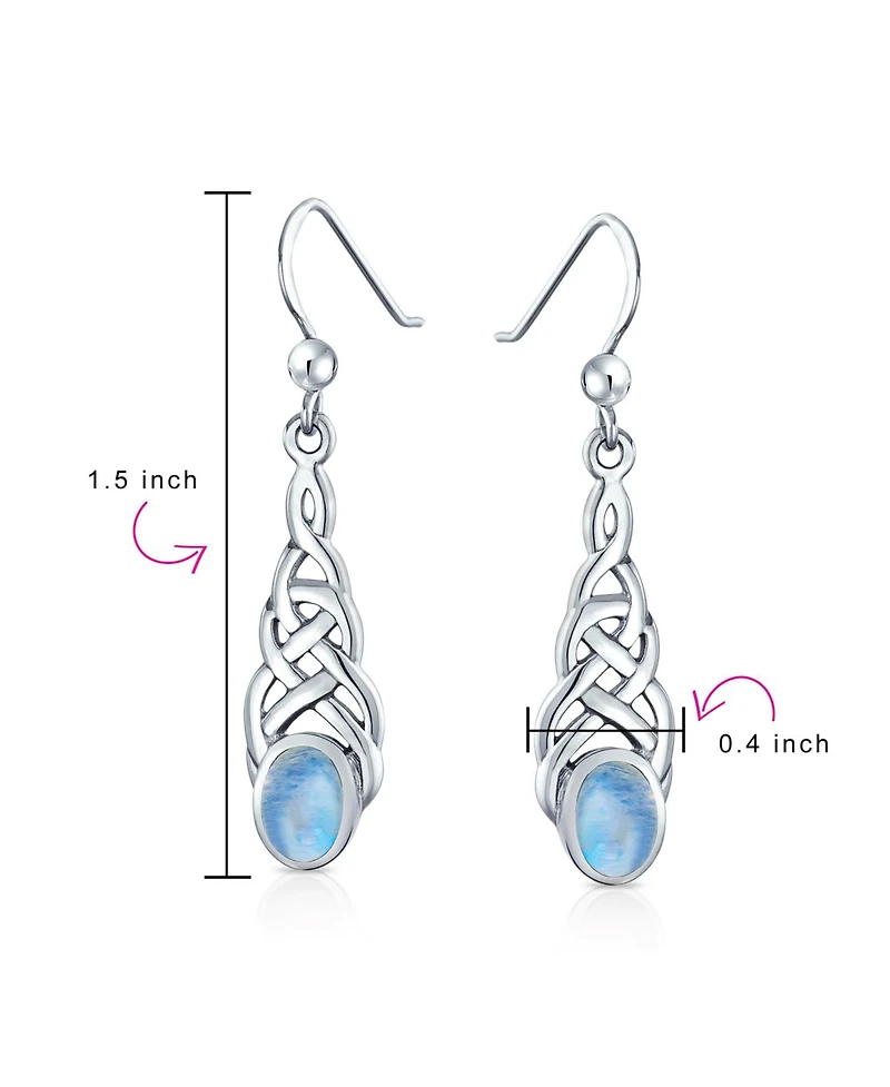 Bling Jewelry Blue Topaz Amethyst Moonstone Celtic Knot Dangle Earrings in Sterling Silver