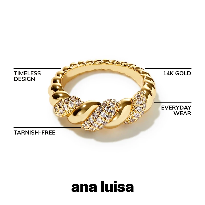 Ana Luisa Rope Ring - Pave