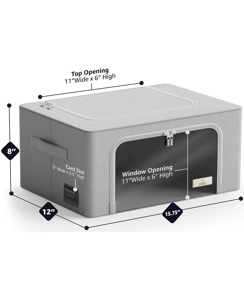Sorbus 6 Pack Small Foldable Storage Box - Metal Frame, Oxford Fabric, Large Window & Handles - Organization for Bedroom, Linens & Clothes