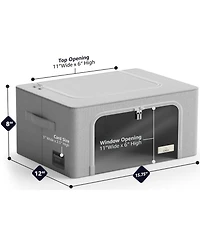 Sorbus 6 Pack Small Foldable Storage Box - Metal Frame, Oxford Fabric, Large Window & Handles - Organization for Bedroom, Linens & Clothes