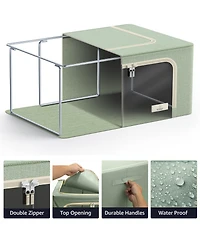 Sorbus 6 Pack Small Foldable Storage Box - Metal Frame, Oxford Fabric, Large Window & Handles Organization for Bedroom, Linens Clothes