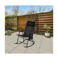 Yaheetech 26in Foldable Outdoor Lounge Chair, Navy Blue