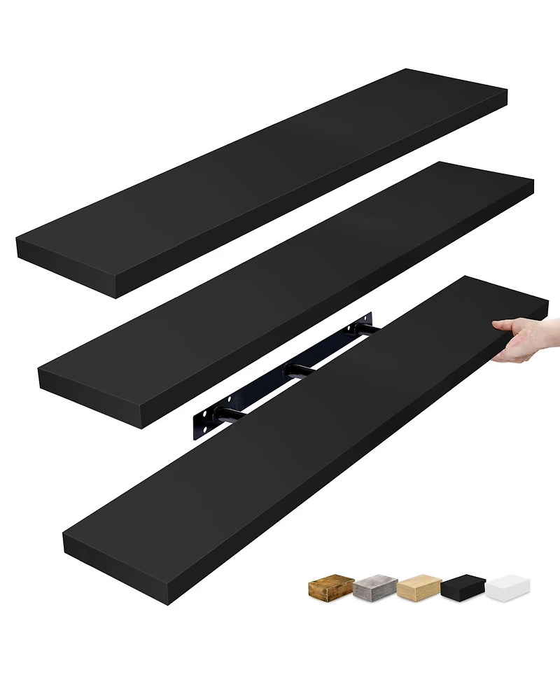Sorbus 3 Pack 47 x 9.25 Inch Wall Mounted Floating Shelves - Stylish and Functional Storage