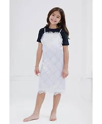 Descendants Big Girls Disney Slip V-neck Satin Dress and Drop Shoulder T-Shirt Outfit Set