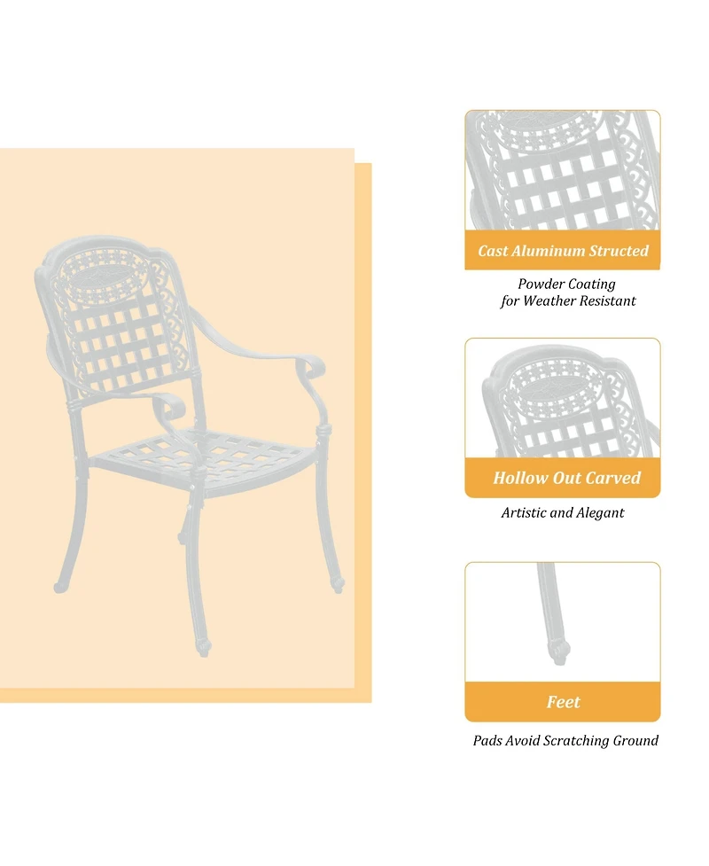 Patio Chairs set of 2 Cast Aluminum Patio Furniture Outdoor Patio Chairs Metal Patio Chairs Garden Chair for Indoor Outdoor Bistro Chairs for Balcony