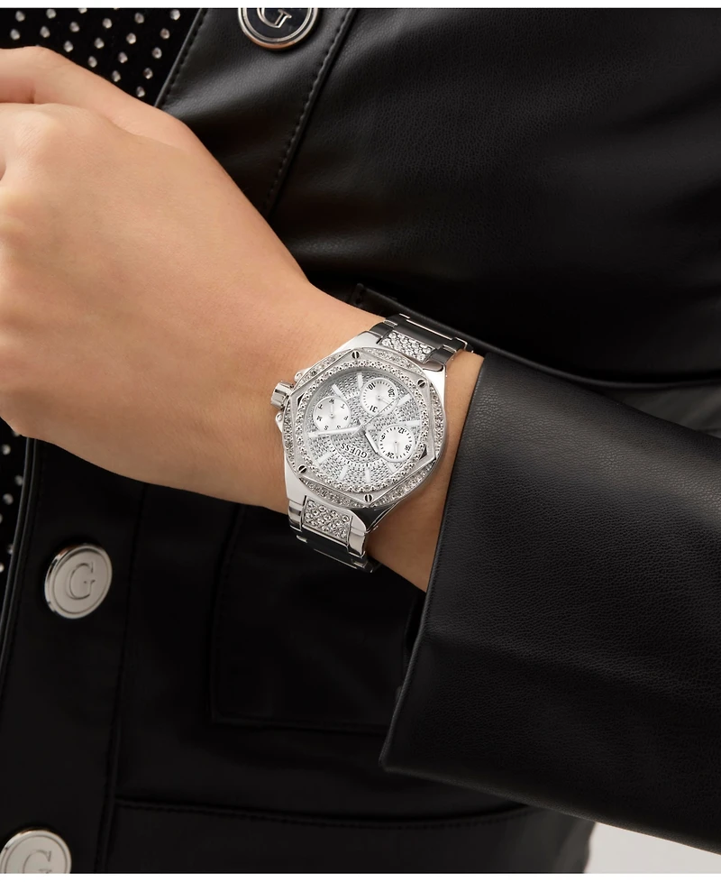 Guess Women's Multifunction Silver-Tone Stainless Steel Watch, 38mm