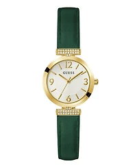 Guess Women's Analog Green Genuine Leather Watch, 28mm