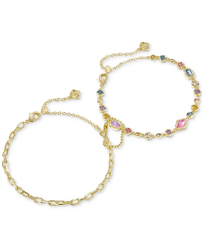 Kendra Scott 14k Gold-Plated 2-Pc. Set Mixed Stone & Link Bracelets