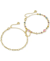 Kendra Scott 14k Gold-Plated 2-Pc. Set Mixed Stone & Link Bracelets
