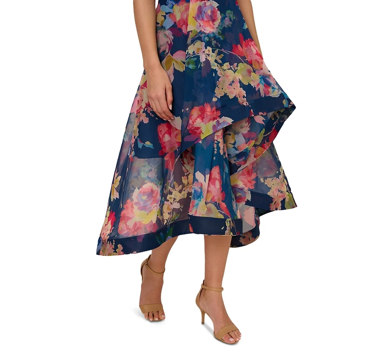 Adrianna Papell Women's Floral Organza High-Low Gown