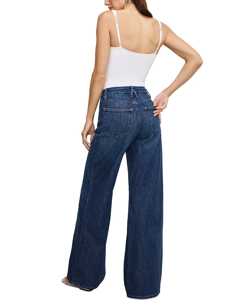 Good American Women's Soft-Tech Good Waist Palazzo Jeans