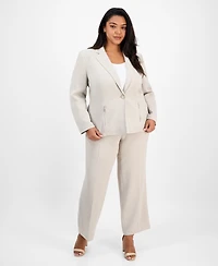 Kasper Plus One-Button Zip-Pocket Blazer