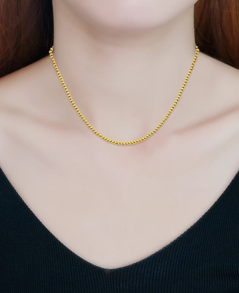 Giani Bernini Polished Bead Link Chain Necklace 16" + 2" extender, 18k gold-plated sterling silver Exclusively at Macy's
