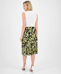 Kasper Women's Printed Pull-On Midi Skirt