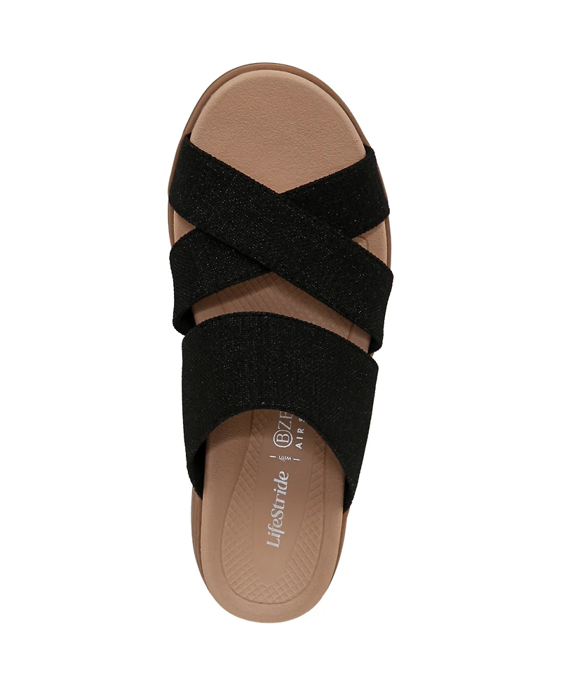 LifeStride Women's Fiona Washable Strappy Slide Wedge Sandals