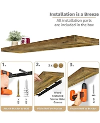 Sorbus Pack 47 x 9.25 Inch Wall Mounted Floating Shelves